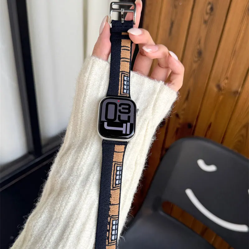 For Apple Watch 46mm En Mer Bleu Nuit Bands Kilim Single Tour Faubourg Party Strap Iwatch 10 11 9 8 7 SE Ultra 3 49mm 42/44/45mm