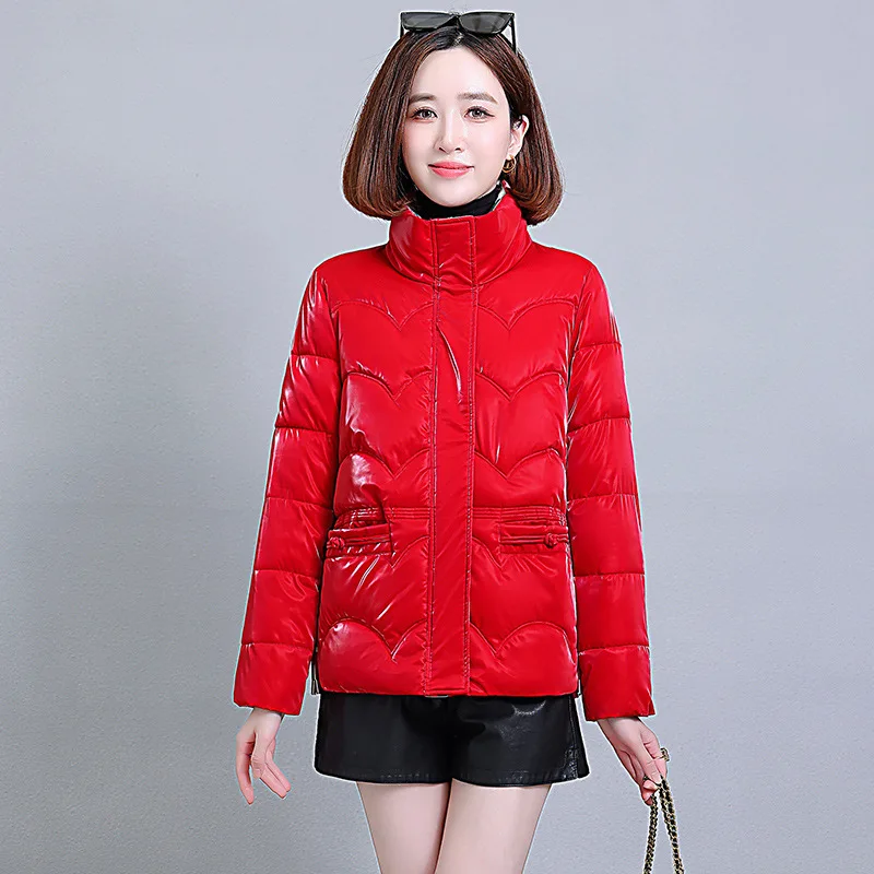 

2023 New Women Autumn Winter Down Cotton Puffer Jacket Windproof Parka Thick Warm Long Sleeve Pockets Coat Short Outerwear Loose