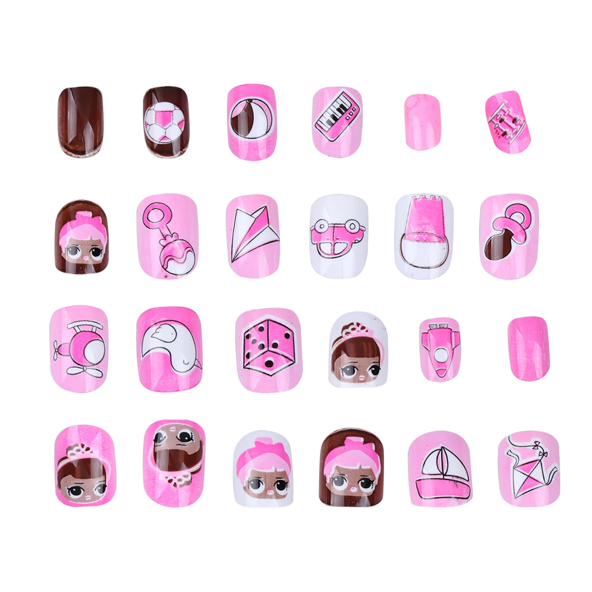 

1 set Fake Nails Cartoon Nail Art Stickers Kids Creative False Nail Decals Party Holiday Decorations Colorful for Girls