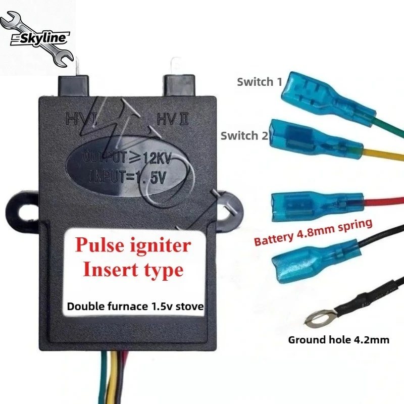 Suitable for Gas Stove Pulse Igniter, Two‑Wire Dual‑Burner, 1.5V Without Battery Box