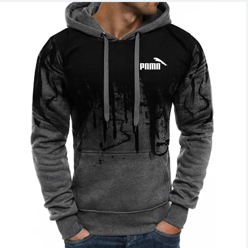 التدرج طباعة الرجال البلوز مقنعين البلوز ربيع الخريف اللياقة البدنية اليومية ملابس رياضية موضة هوديس غير رسمية ملابس فضفاضة