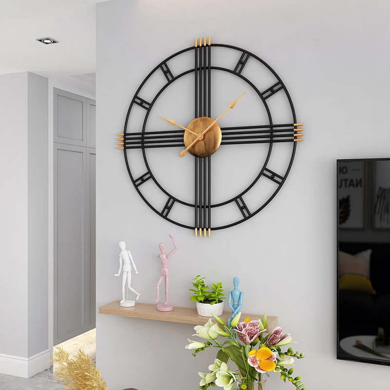 Modern Simple Wall Clocks Nordic Living Room Restaurant Wall Decor Iron Hanging Watch 60cm Creative Silent Home Decoration Clock