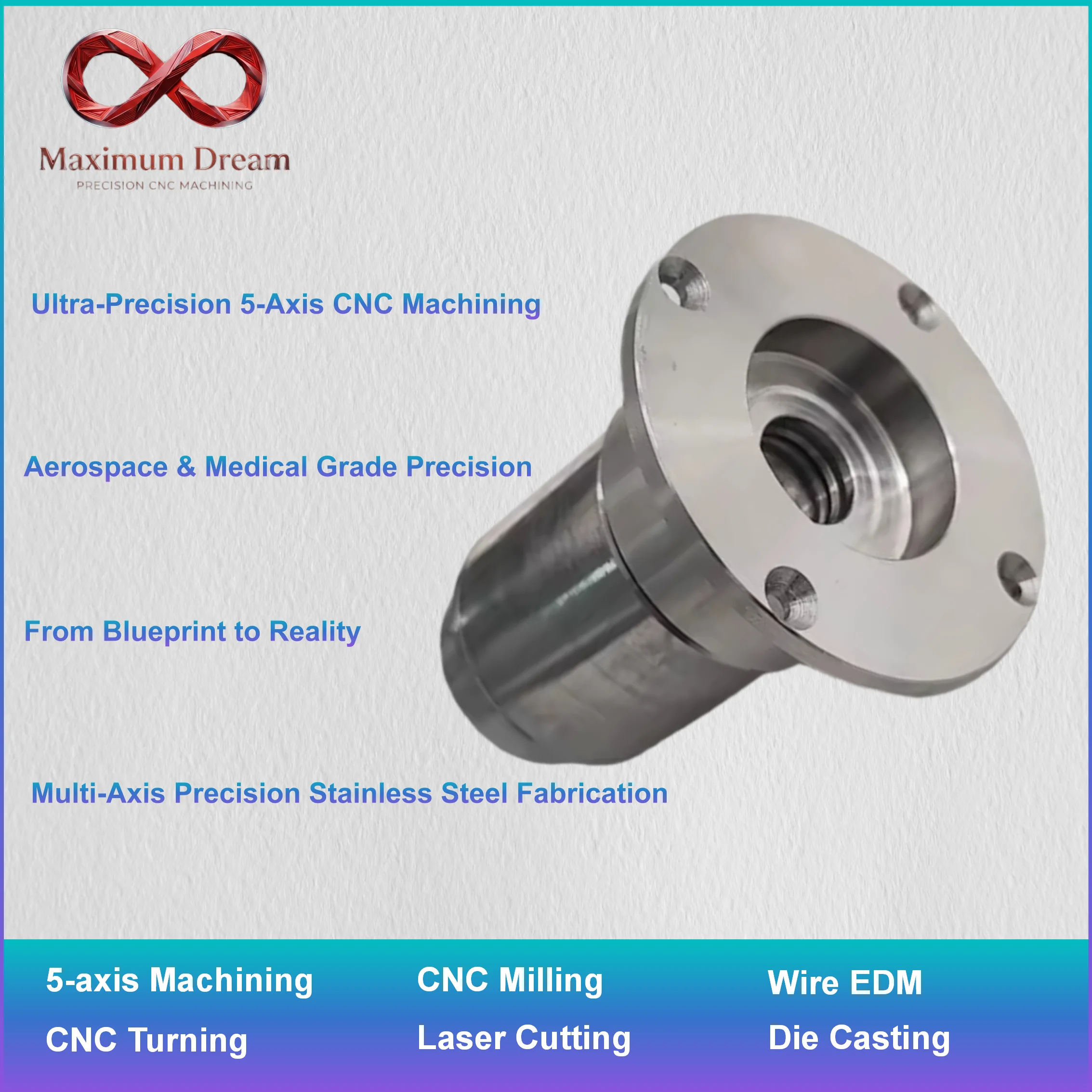 Precision 5-Axis CNC Stainless Steel Components Machining, Custom Aerospace Marine Prototype Parts per CAD Drawing, MOQ 1pc