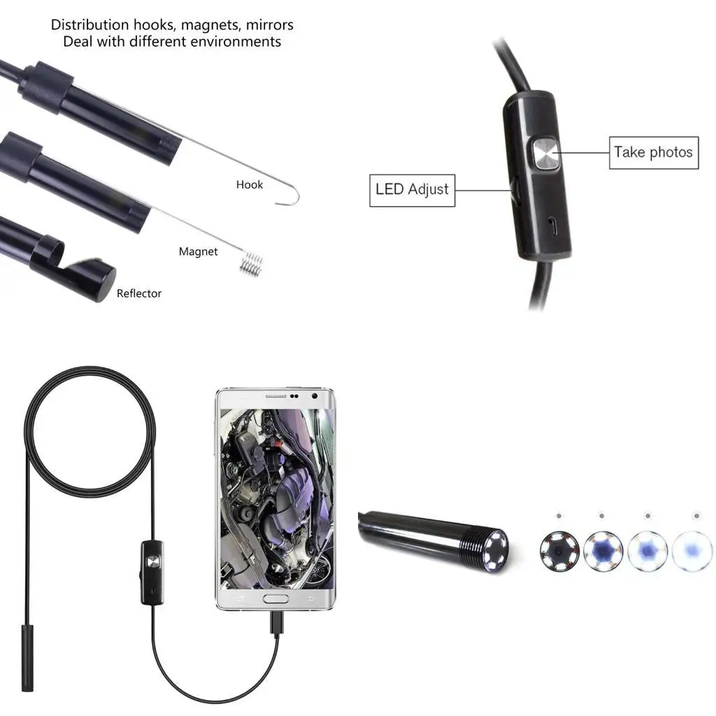 

Y1UD Industrial Endoscope Camera Mini USB Flexible Cable Endoscopic Mobile USB Durabl