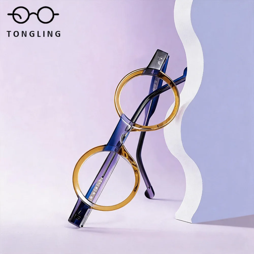 2026 High-End Fashion Men Handcrafted High-Quality Acetate Glasses Retro Women Small Round Unique Trendy Commuting Glasses Frame