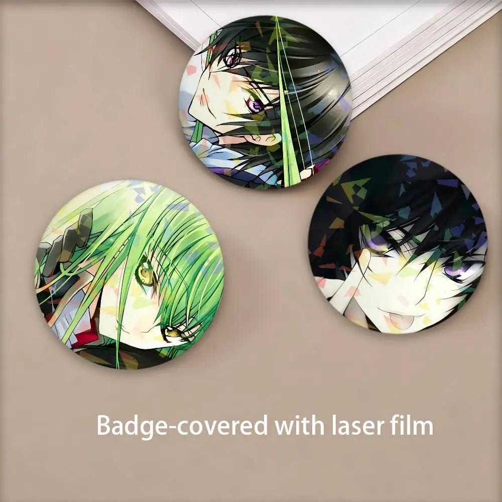 Anime C-Code G-Geass Lelouch of the Rebellion Round Badge for Backpack Accessories Laser Lapel Pins Jewelry Gifts