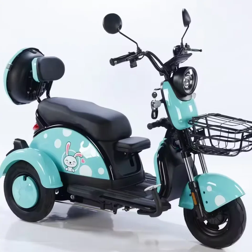 QQR Safety Popular 48V 500W three-wheeled electric tricycle, aluminum frame, electronic functions, lightweight design, passenger