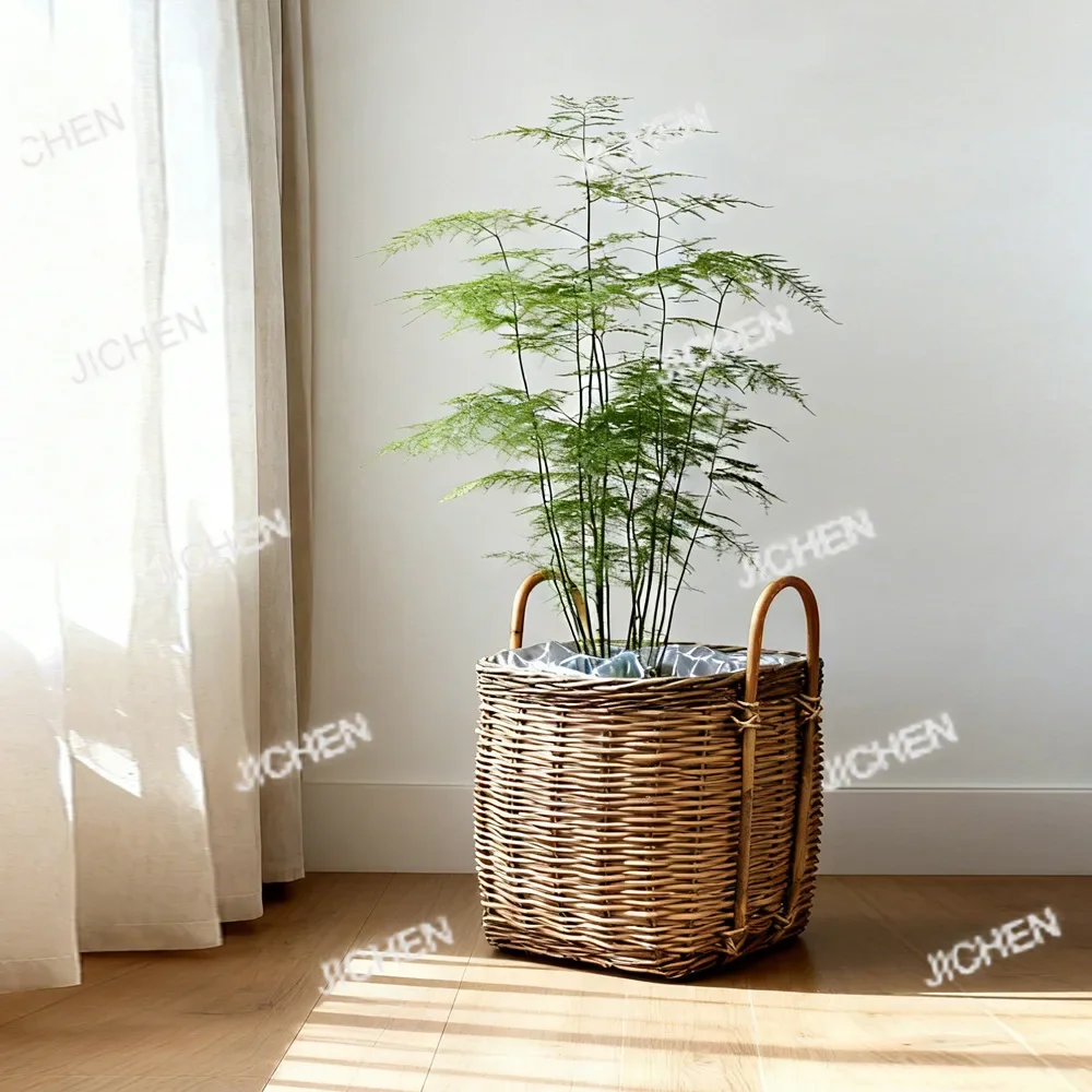 

Ретро цветочная корзина из ротанга, зеленый набор растений, горшок, цветочный горшок, гостиная, балкон, проживание в семье, украшение для окна, корзина, портативный цветок
