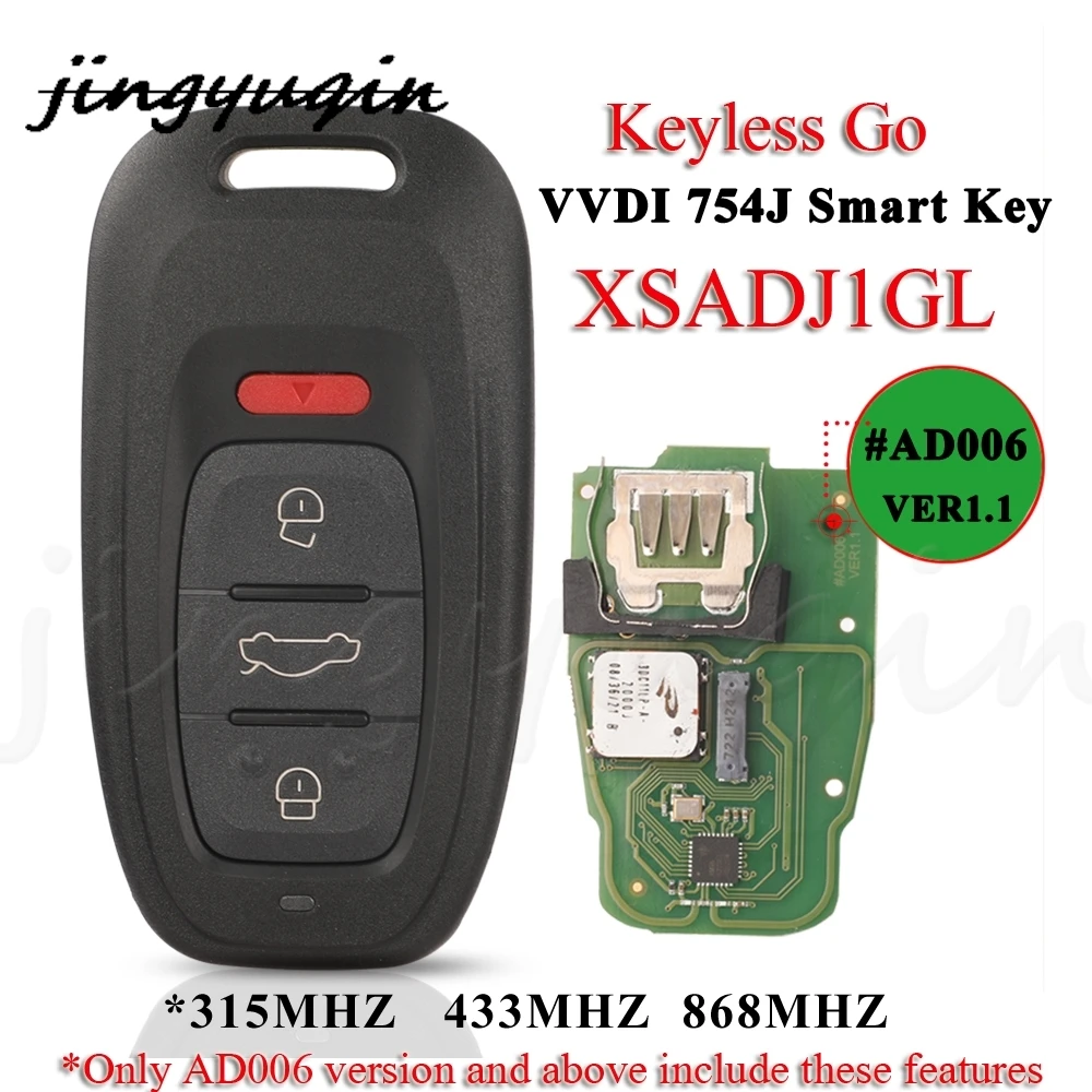 

Смарт-ключ jingyuqin XSADJ1GL VVDI 754J 315/433 МГц для Audi A6L Q5 A4L A8L для VVDI BCM2 адаптер VVDI2 Prog без ключа Go