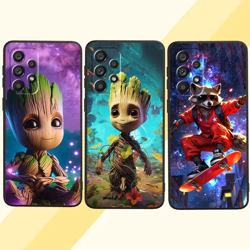 

Marvel Groot Anime Phone Case For Samsung A73 A72 A71 A55 A54 A53 A52 A51 A13 A22 A16 A15 A12 A14 A05 A06 5G Black