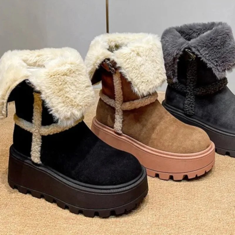 

Winter Women's Warm Plush Snow Boots High Quality Cold Proof Fashion Casual Cotton Boots Women's Knight Boots Botas Para Mujer