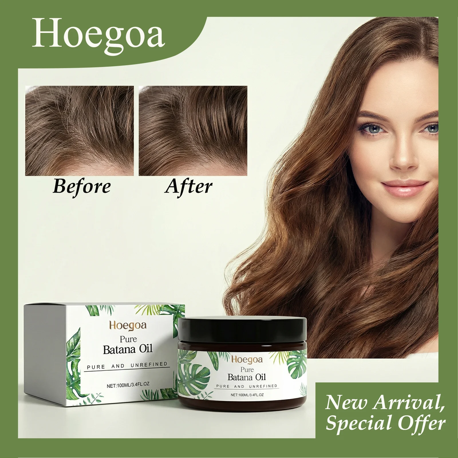 

HOEGOA 100 мл Чистое масло батаны для роста волос, укрепления и улучшения качества волос, придает волосам большую густоту и питает их. Масло батаны для волос.