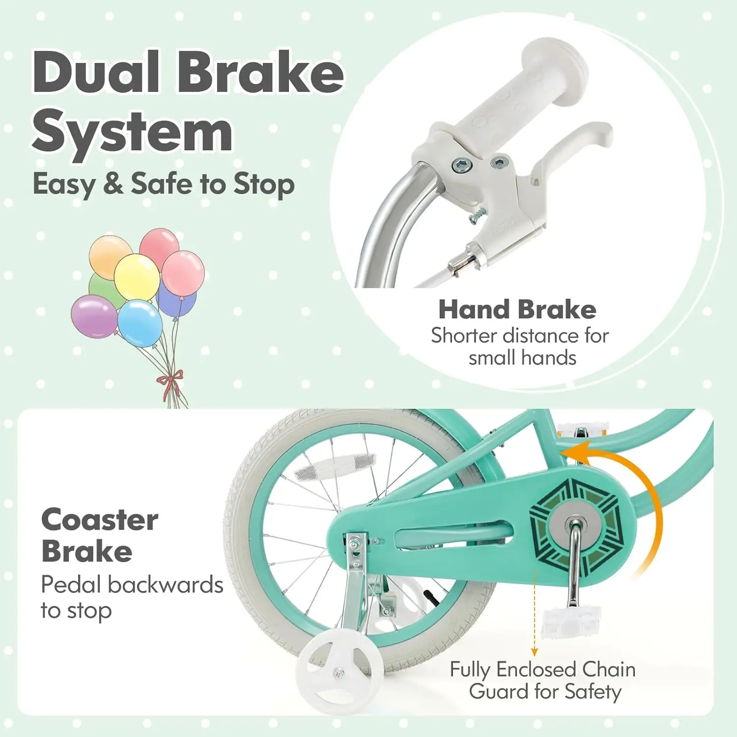 دراجة أطفال، دراجة أطفال مقاس 14 16 18 بوصة مع عجلات تدريب، سلة، مقعد قابل للتعديل ومقود، فرامل يدوية وكوستر، جرس، fo