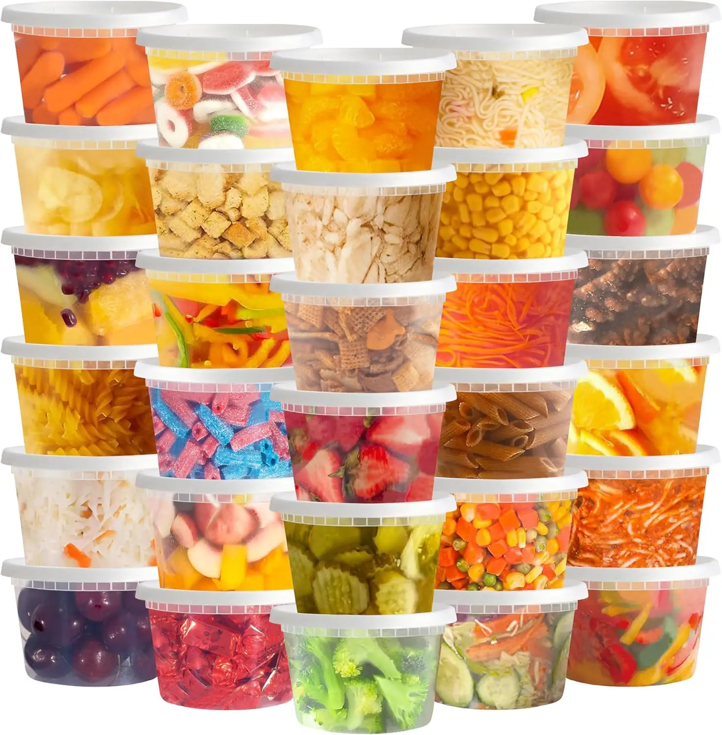 

50 Sets 16 oz Plastic Deli Containers with Lids for Meal Prep, Clear Airtight Leakproof Storage, Microwave Freezer Safe