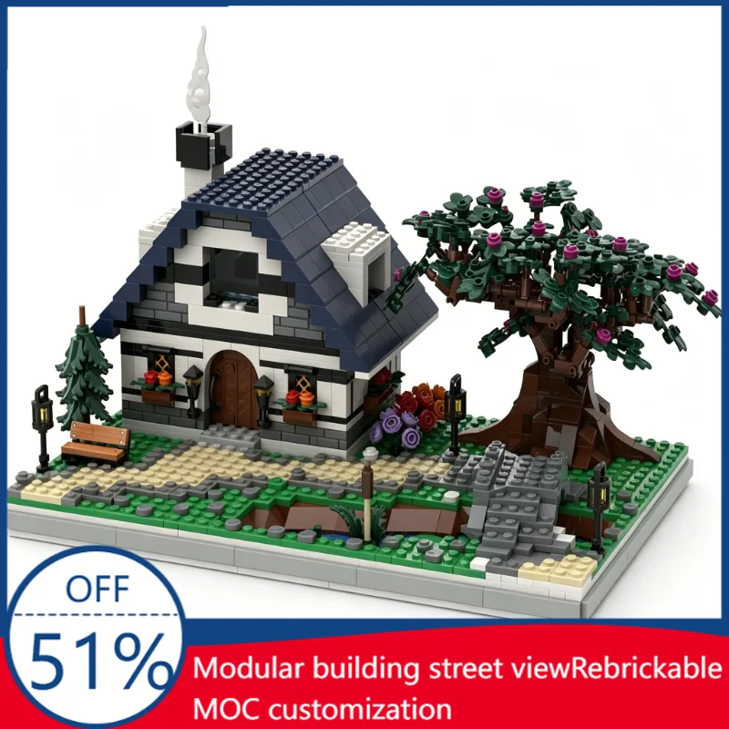 1283PCS MOC German Countryside Cottage Model Custom Building Blocks DIY Educational Assembly Toy For Home Decoration Collection