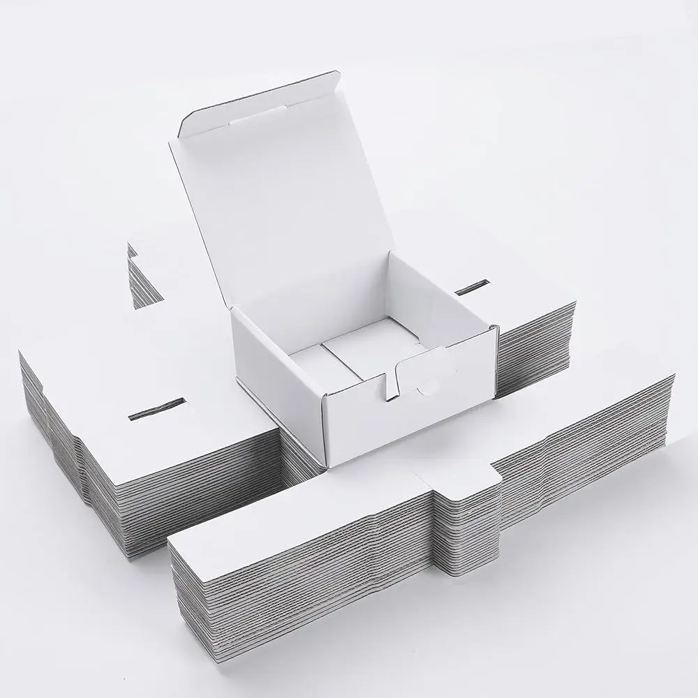

Shipping Boxes 3.5x3.3x1.6 Inches, 25-Pack White Corrugated Cardboard Gift Boxes for Mailing, Packaging & Storage