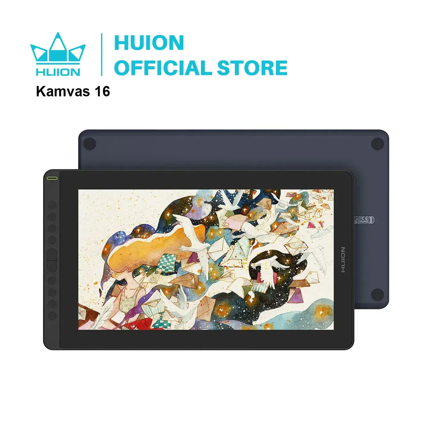 HUION New Arrival Kamvas 16(2021) Graphics Drawing Monitor Battery-free Digital Pen Tablet For Win/MAC And Android 120%s RGB