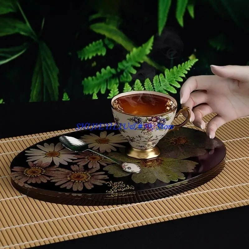 E21F Resin Gemeotric Oval Storage Tray Mould Silicone Agate Molds Glossy Mirror Molds for Making DIY Crafts