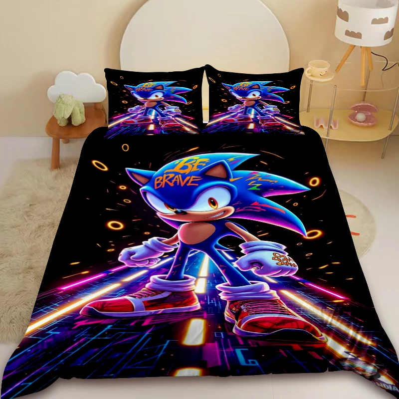 سونيك كول حاف مجموعة غطاء طقم سرير المعزي غطاء لغرفة النوم ديكور المنزل الأطفال المراهقين هدايا عيد ميلاد #4