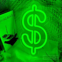 Светодиодные неоновые вывески $ долларов, неоновые яркие настенные украшения для комнаты, деловая реклама, украшение для игровой комнаты, ночники