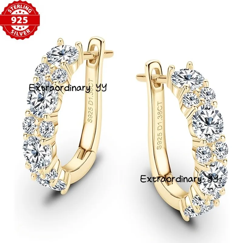 Sterling Silver Moissanite Earrings for Women, Elegant 925 Silver Stud Earrings, Fashion Jewelry Gift for Mom, Includes