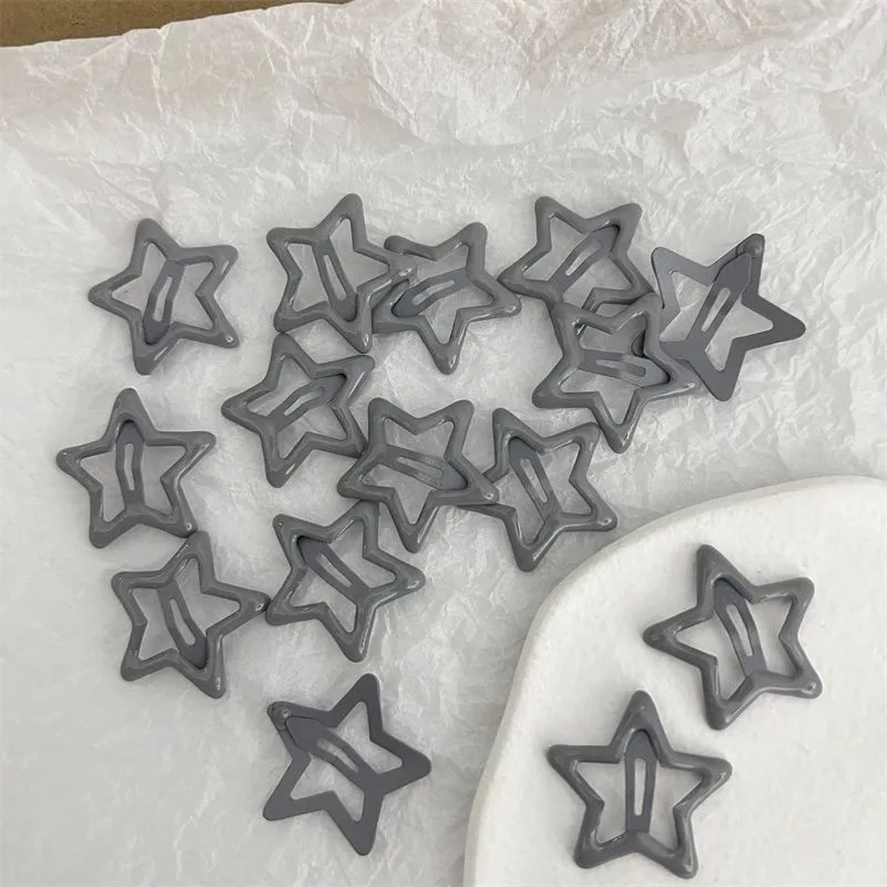 10pcs Black Star BB Hair Clips Women Grils Cute Metal Star Hair Clips Side Barrettes Hair Grip Y2K Hair Accessories Headwear