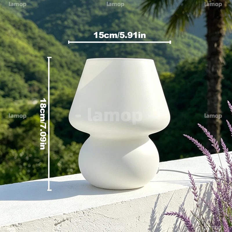 Round‑Belly Gourd Glass Table Lamp Italian Minimalist Simple Versatile Desktop Table Lamp for Korean‑Style B&B Bedroom Study Liv