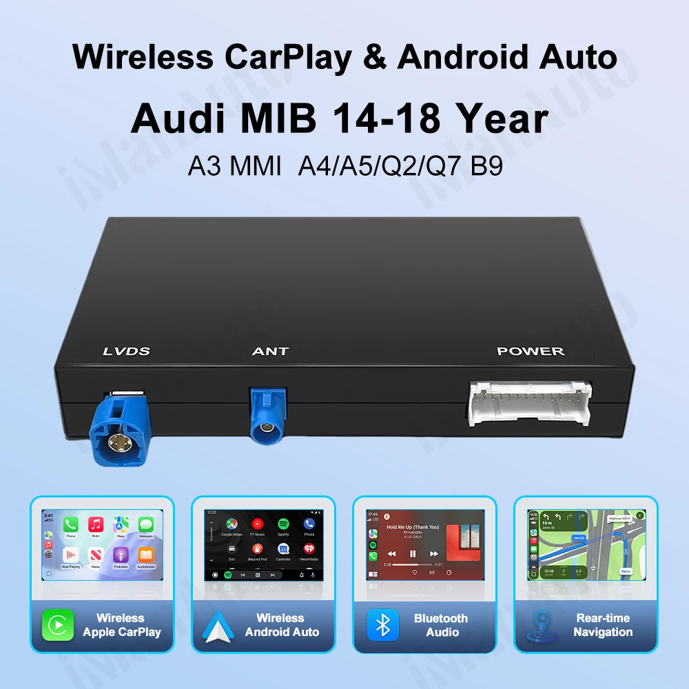 Wireless Carplay Android Auto Lossless Installation Interface For Audi A3 Q2 Q5L Q7 2014-2018 Rear Camera Car Play Module