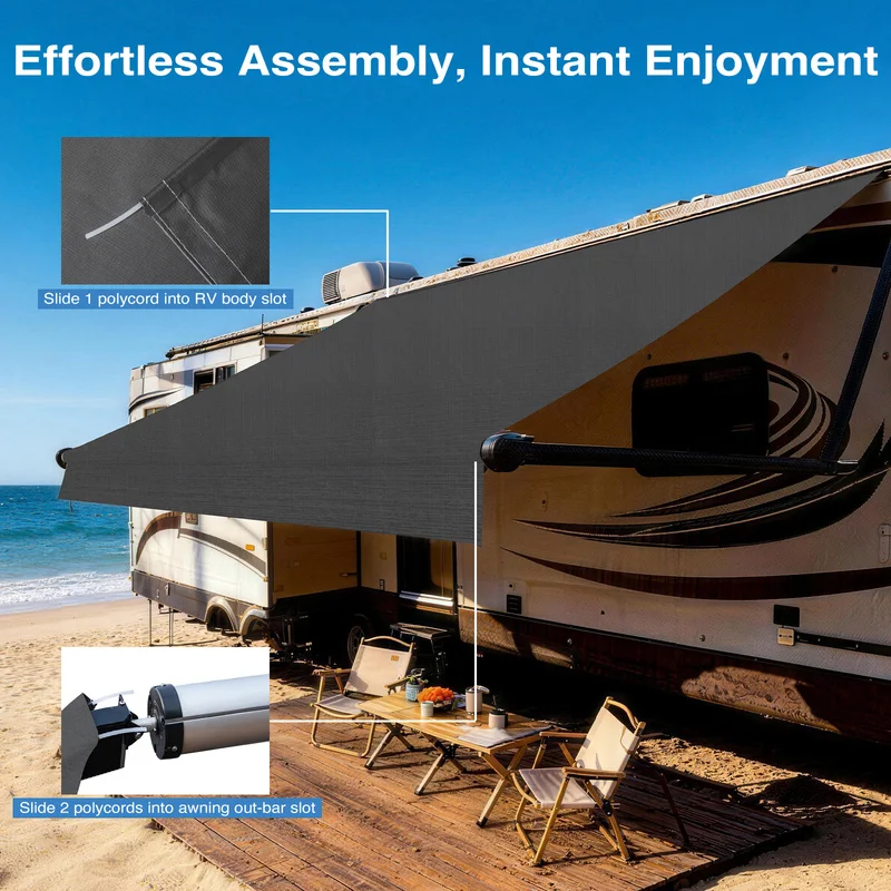 High Quality 14ft 2in Heavy Duty Vinyl Camper Awning Replacement Waterproof Outdoor Canopy for Camper Trailer