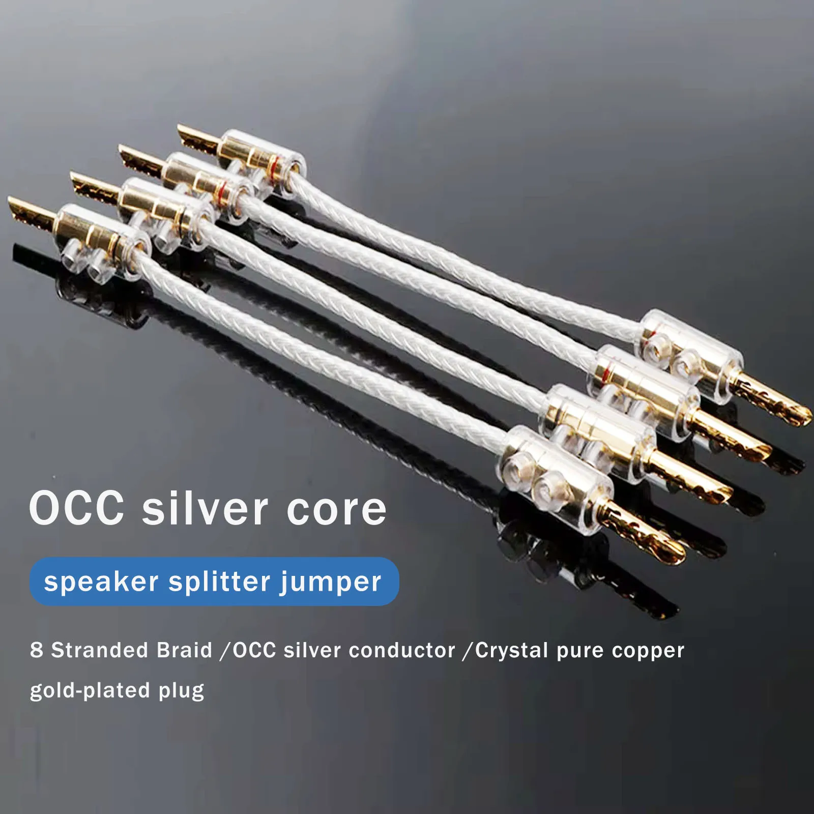 4PCS Hifi OCC Silver Speaker Jumper Bridge Aaudio Cable Over Machine Line Speaker Cable Gold Plated Banana Y plug Speaker Wire