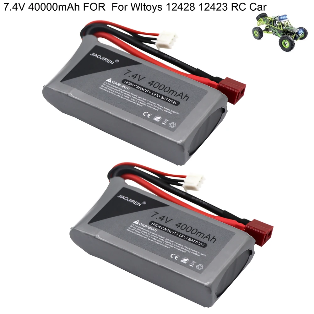 

HIGH POWER RC Car Lipo Battery 7.4V 4000mAh Max 60C For Wltoys 12428 12423 RC Car Upgrade part For Wltoys 144001 feiyue 03 Q39