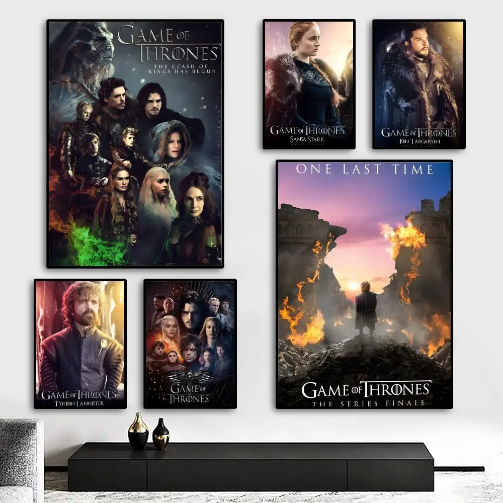 D-Dragon Movie Game Of T-ThroneS W-Western Painting Calligraphy HD Canvas Poster living room bedroom bar aesthetic decoration