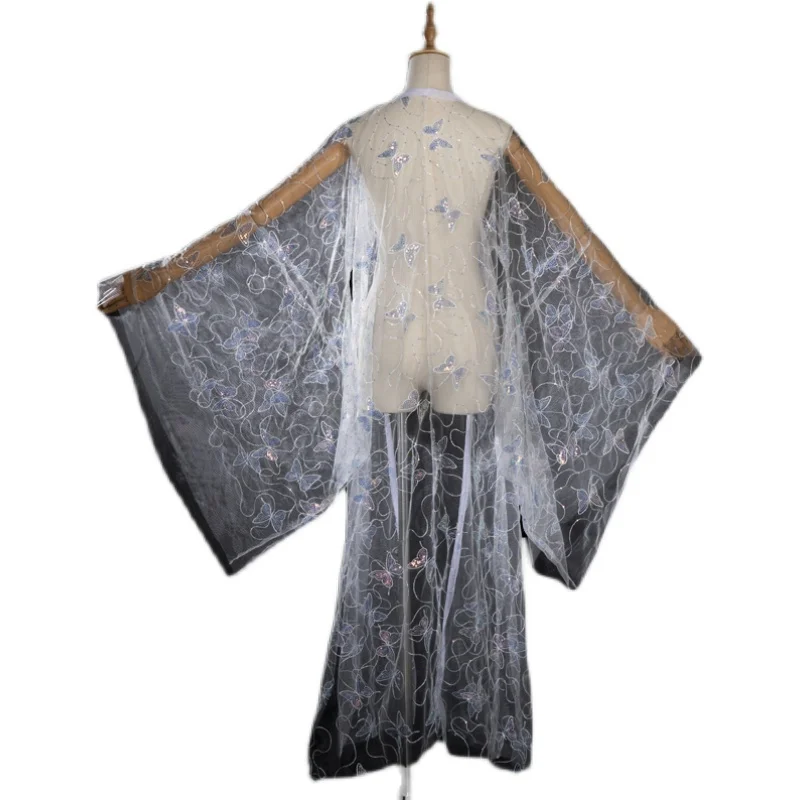 Ancient Style Han Chinese Clothing Chinese Traditional Han Clothing Wide Sleeve Coat Lace Mesh Butterfly Shawl