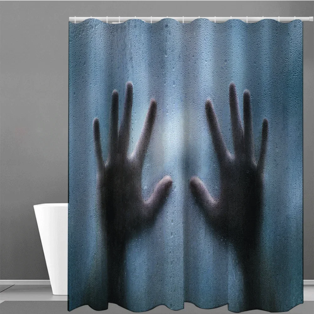 Scary Horror Bloody Splatter Shower Curtains Bathroom Accessories  Halloween Mold-Proof Art Deco Screen Handprint Bathroom