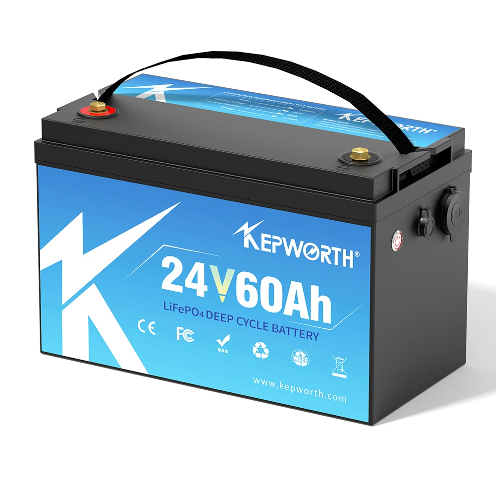 Nueva batería de fosfato de hierro y litio de 24V y 60Ah, batería integrada BMS LFP LiFePO4 para RV, energía Solar eólica, Scooter, triciclo, barco