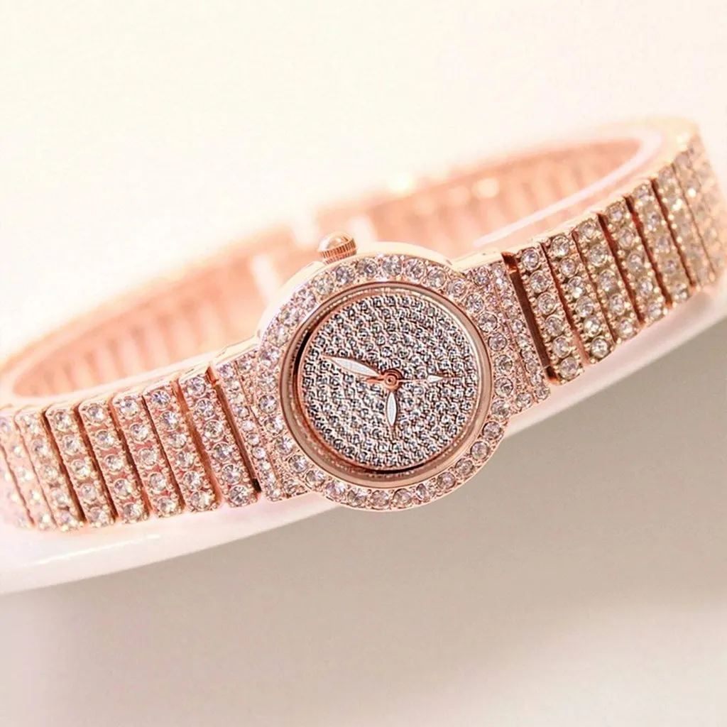 3pcs Watches Set Fashion Rhinestone Watch Women Luxury Crystal Rose Gold Quartz Watch Ladies Wristwatch Female Clock