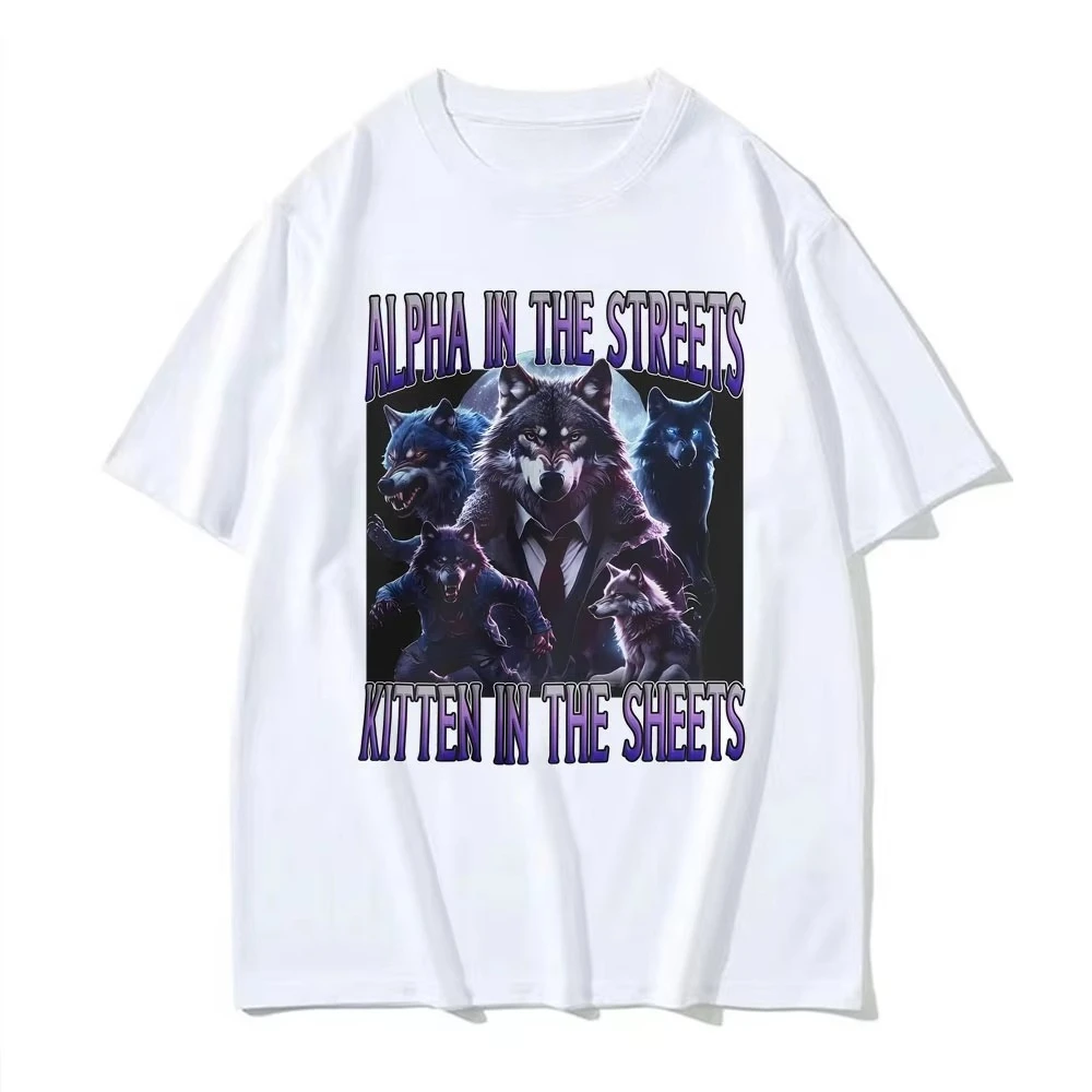 مضحك الحيوان ميمي الذئب حزمة ألفا الجدة هدية بالذئب الجرافيك تي شيرت الرجال النساء خمر الشارع نمط تي شيرت رائجة البيع #2