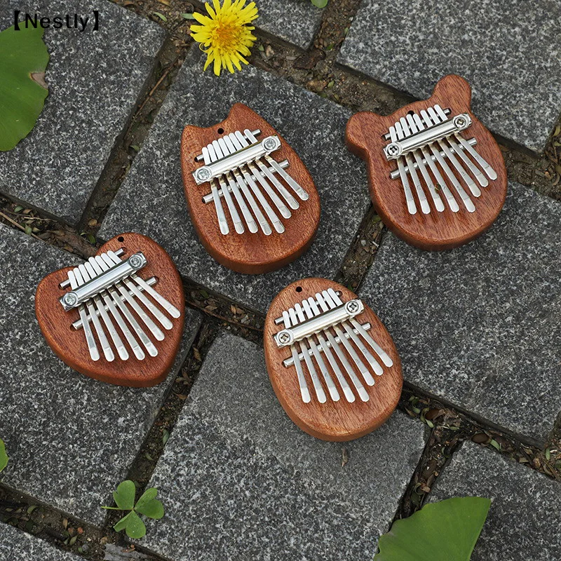 8 Key Kalimba Thumb Piano Gifts For Kids Beginners Music Lovers Players,Cute Instrument Pendant Keychain Accessories〔Nest〕
