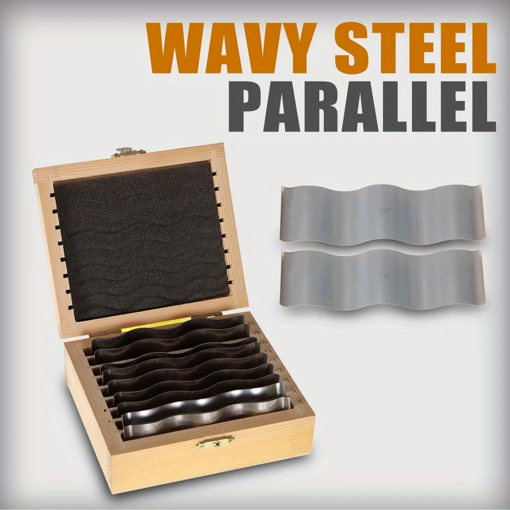 Set di 9 blocchi paralleli ondulati con precisione 1/8 da 0,0002 Parallelismo da 1/2 a 1-1/2 Set parallelo ondulato per macchinista in acciaio temprato