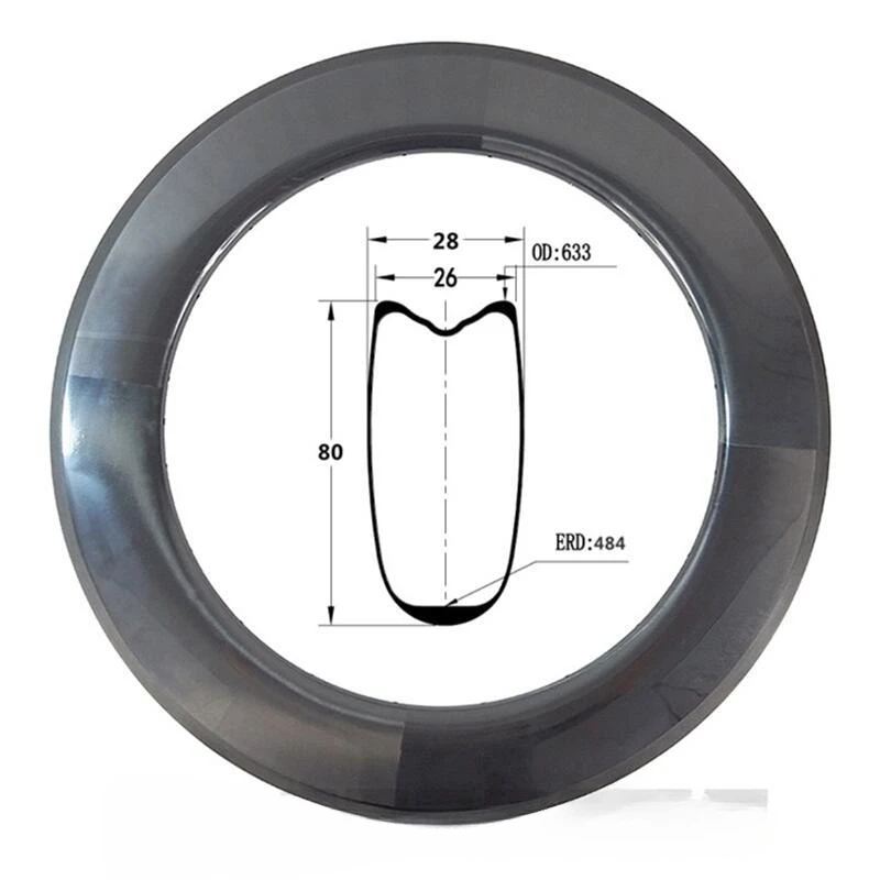 700C Highway, tube tire carbon fiber rim 80mm high 26mm wide