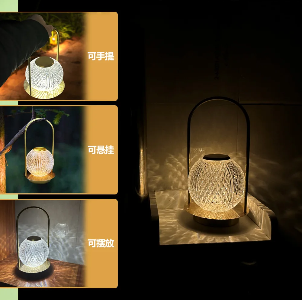 

Креативная портативная металлическая настольная лампа с орнаментом, зарядка через USB, атмосферный светильник, простой светодиодный прикроватный ночник для спальни