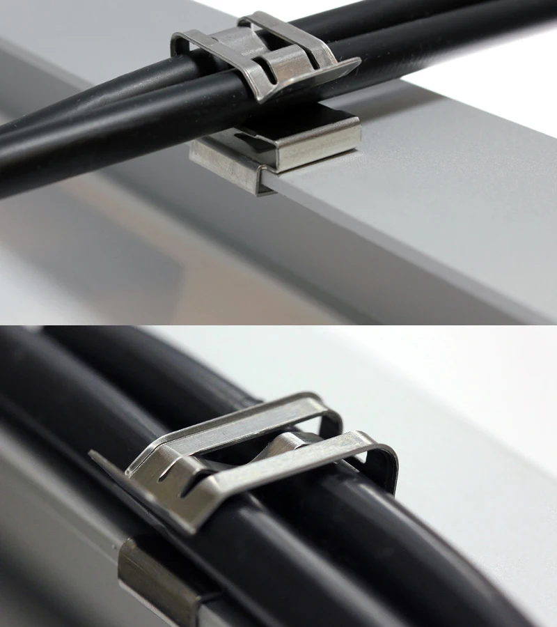 10/50 PCS Stainless Steel Solar PV Cable Clip/Clamp For 2 PV Solar Cable Wire Installation