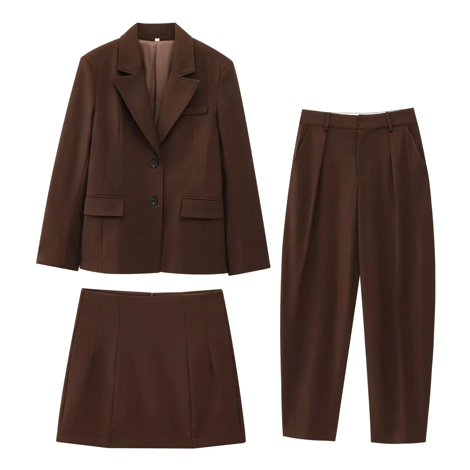 Cross-Border Women's Short Skirt Style Suit Jacket Long Pants Set Organic Cotton Casual Pants for Elderly Women