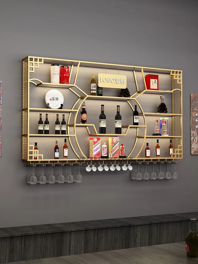 Red wine shelf, grape white wine cabinet, wall mounted storage rack, bar, iron display rack, Chuangyi Winery