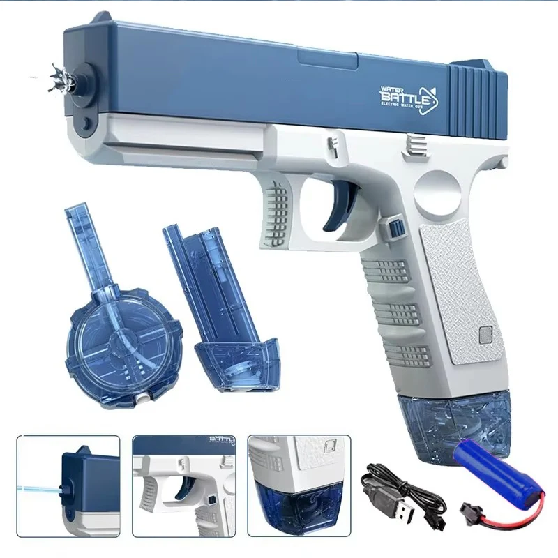 Electric Water Gun Toy Rechargeable Long Range Water Blaster for Beach Pool Backyard Battles Adults Kids Summer Toy Birthday