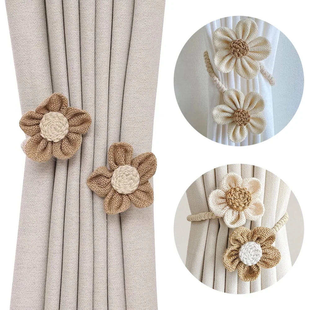 

2pcs Curtain Tiebacks Bendable Curtain Buckle Flower Shaped Straps Curtain Decorative Accessories
