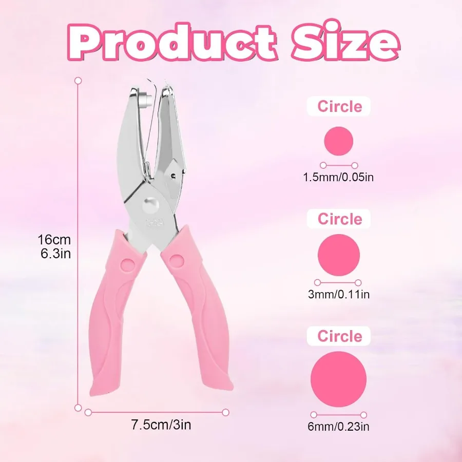3 Pack Circle Single Hole Punches Small Hole Puncher for Crafting and DIY Projects Paper Punches Set with SoftHandled Design Id