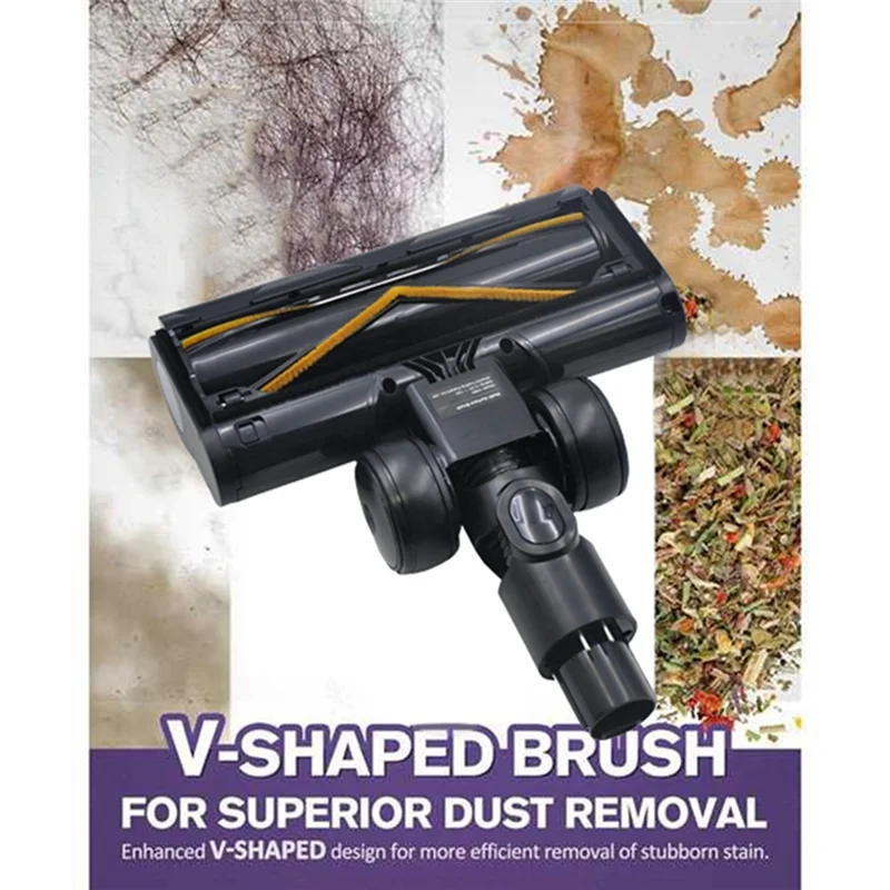 

Vacuum Electric Floor Brush+Roller Brush For Dreame R10 R20 R30 T30 Floor Soft Roller Brush Head With LED Dust Lights