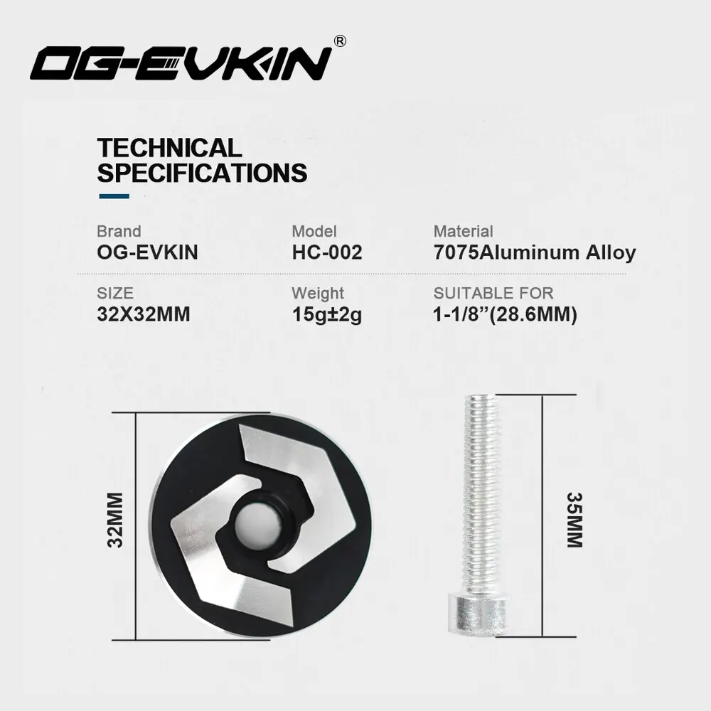 OG-EVKIN HC-002 Aluminum Alloy Headset Top Cap 35mm Bolt 1-1/8\