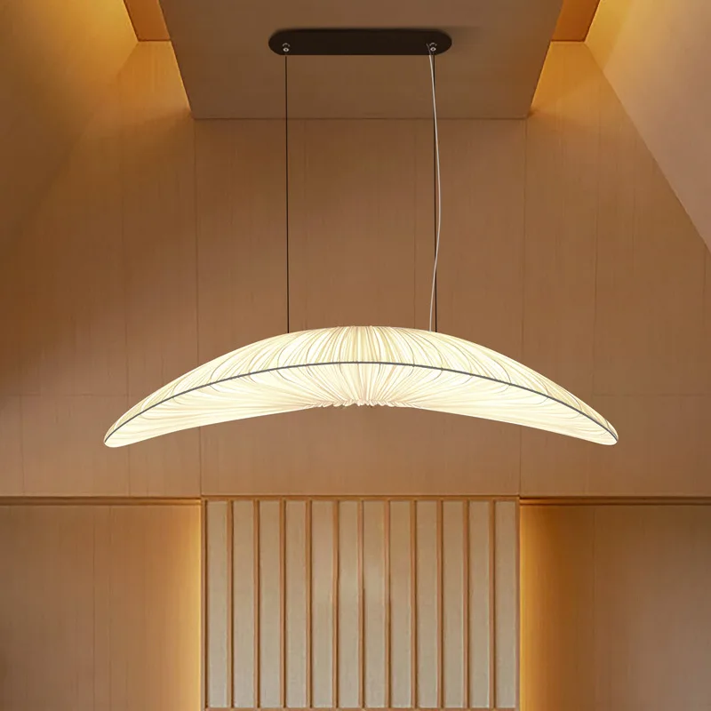 

Длинный бежевый тканевый подвесной светильник для столовой, кафе или бара, потолочный светильник в форме парусной лодки